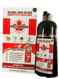 DESI 3-in-1 Natural Hair Colour Shampoo with Conditioner - 7 Minutes Formula (Color: Black, size: 450ML)