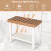2-Tier Heavy Duty HDPE Shower Chair with Storage Shelf and Anti-slip Foot Pads